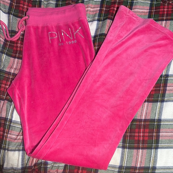 PINK Victoria's Secret Pants - 2013 RARE BLING Bright Pink Velour Sweatpants